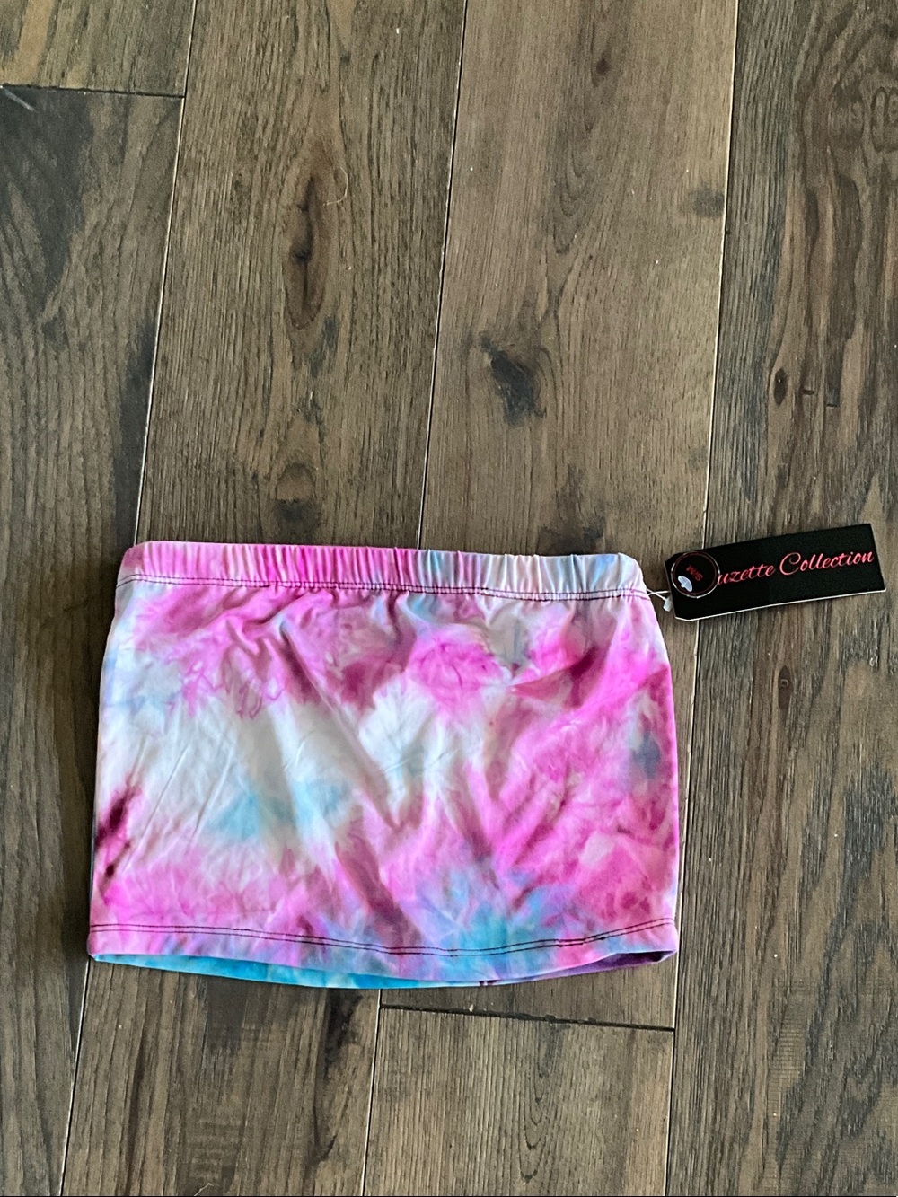 Gazette Collection Pink Tie-Dye Strapless Crop Top